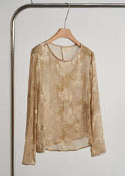 Fine Khaki Embroidered Oversized Cotton Shirt Top Fall