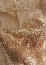 Fine Khaki Embroidered Oversized Cotton Shirt Top Fall