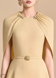 Fine Khaki Original Design Solid Cotton Maxi Dresses Summer