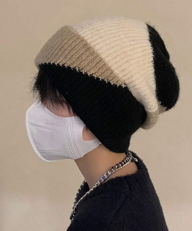 Fine Khaki Patchwork Cozy Warm Men Knit Bonnie Hat