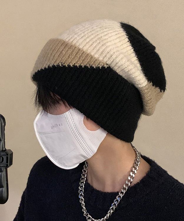 Fine Khaki Patchwork Cozy Warm Men Knit Bonnie Hat