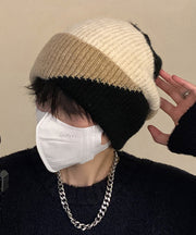 Fine Khaki Patchwork Cozy Warm Men Knit Bonnie Hat