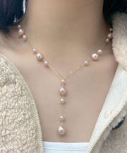 Fine Light Purple Sterling Silver Overgild Pearl Pendant Necklace