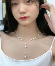 Fine Light Purple Sterling Silver Overgild Pearl Pendant Necklace