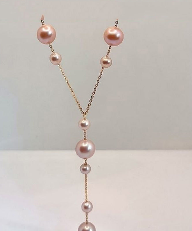 Fine Light Purple Sterling Silver Overgild Pearl Pendant Necklace