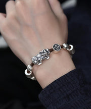 Fine Men Silk Sterling Silver A Mythical Wild Animal Charm Bracelet