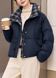 Fine Navy Oversized Patchwork Duck Down Coats Winter