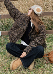 Fine Oversized Leopard Print Duck Down Puffers Jackets Winter