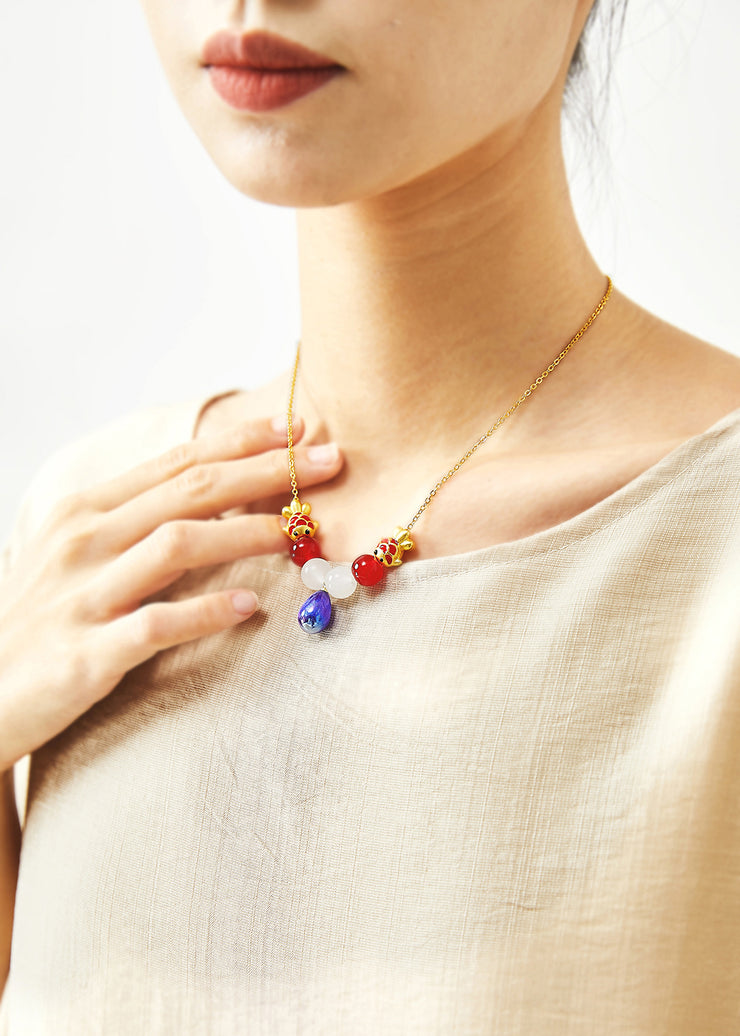 Fine Peacock Blue Water Droplet Gem Stone Pendant Necklace