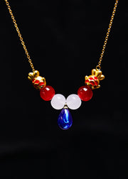 Fine Peacock Blue Water Droplet Gem Stone Pendant Necklace