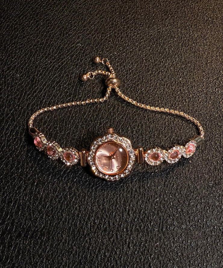 Fine Pink Alloy Zircon Drawstring Tassel Watches