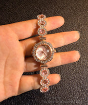 Fine Pink Alloy Zircon Drawstring Tassel Watches