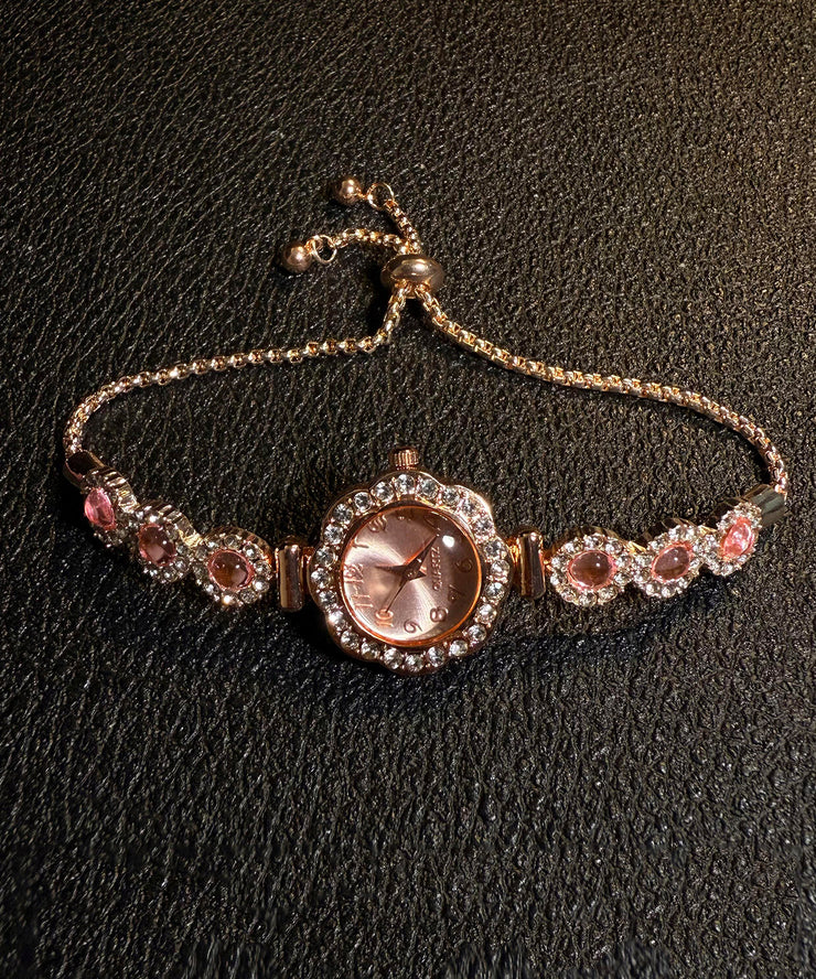 Fine Pink Alloy Zircon Drawstring Tassel Watches