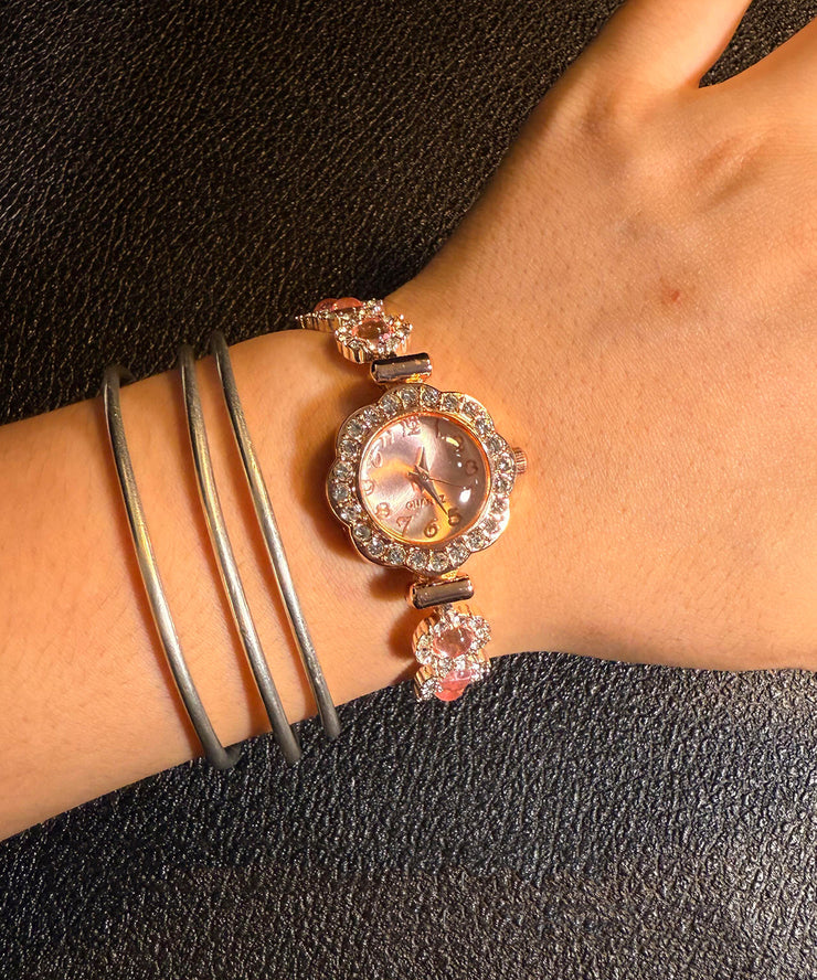 Fine Pink Alloy Zircon Drawstring Tassel Watches