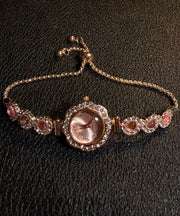 Fine Pink Alloy Zircon Drawstring Tassel Watches