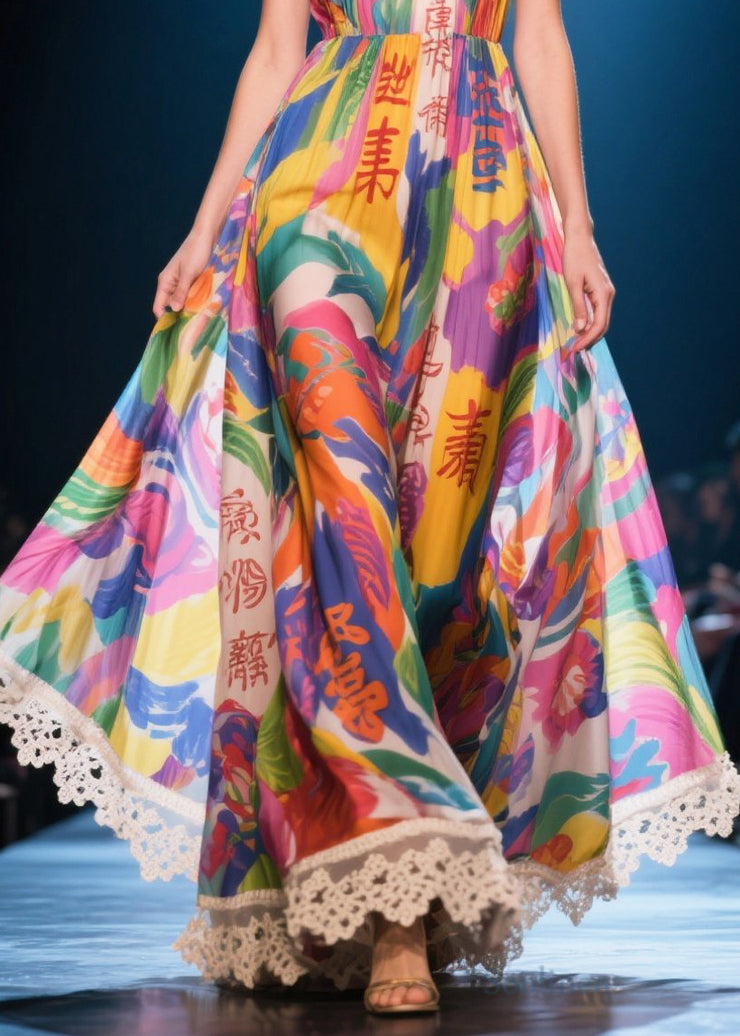 Fine Puff Sleeve Print Chiffon Vestidos Dress
