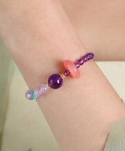 Fine Purple Alloy Crystal Beading Chain Bracelet