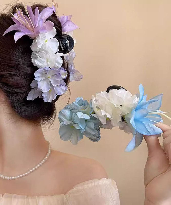 Fine Purple Plastic Floral Shark Clamp Hairpin