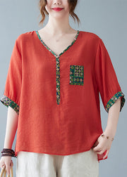 Fine Purple Print Patchwork Top Half Sleeve
