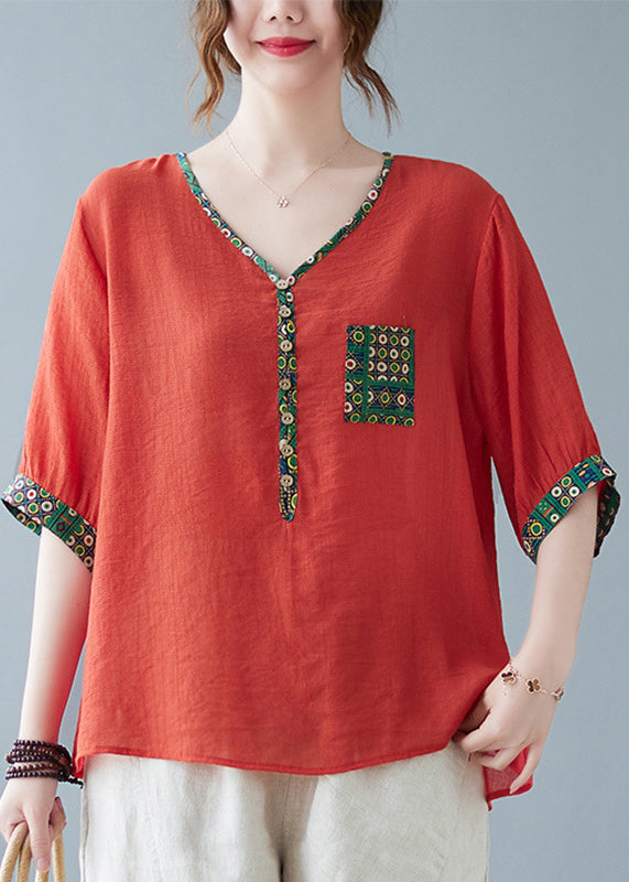 Fine Purple Print Patchwork Top Half Sleeve