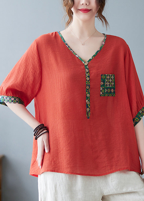 Fine Purple Print Patchwork Top Half Sleeve