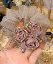Fine Purple Tulle Zircon Rose Hair Band