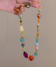 Fine Rainbow Resin Coloured Glaze Stars Gratuated Bead Necklace