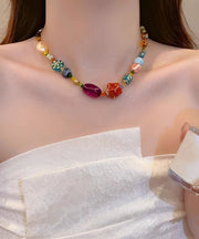 Fine Rainbow Resin Coloured Glaze Stars Gratuated Bead Necklace