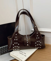Fine Rivet Solid Durable Faux Leather Womens Shoulder Bags