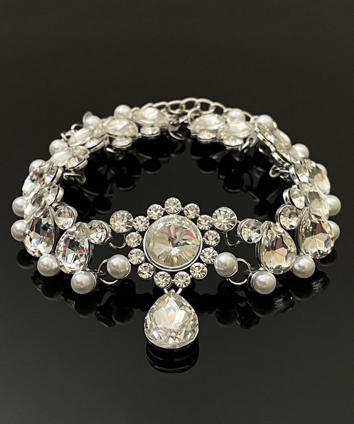 Fine Silk Alloy Pearl Zircon Pendant Necklace