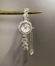 Fine Silk Alloy Zircon Gem Stone Pull-Out Watches