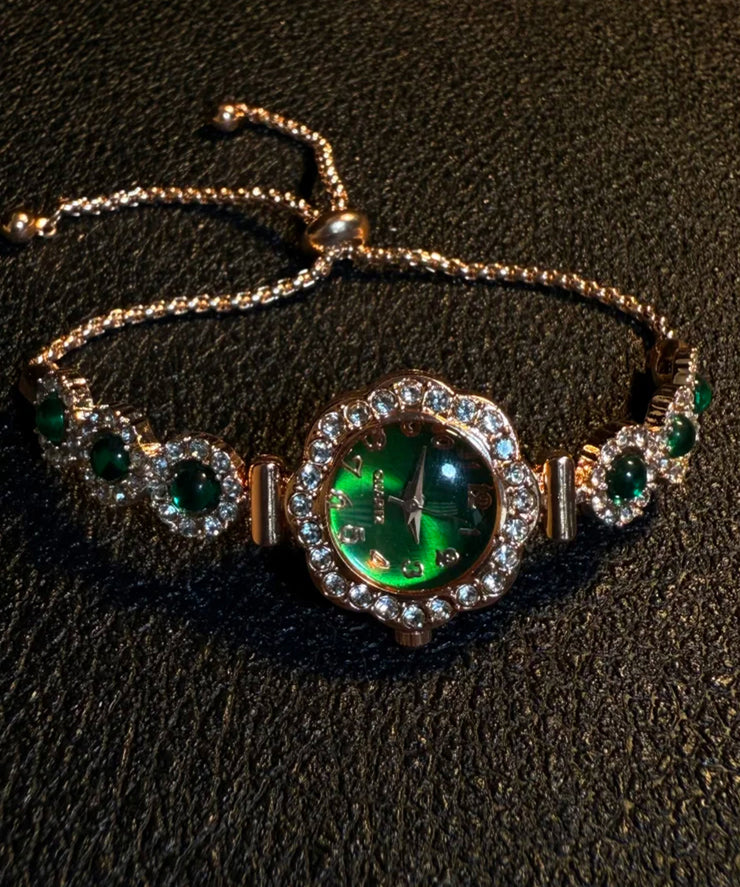 Fine Silk Alloy Zircon Gem Stone Pull-Out Watches