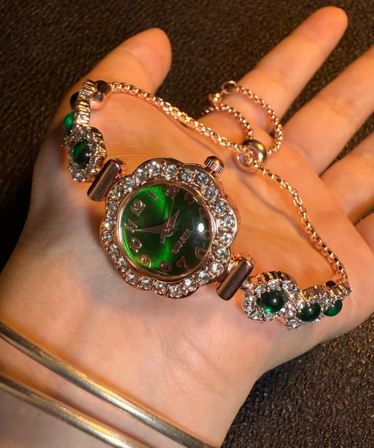 Fine Silk Alloy Zircon Gem Stone Pull-Out Watches