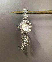 Fine Silk Alloy Zircon Gem Stone Pull-Out Watches