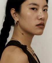 Fine Silk Copper Glass Crescent Moon Hoop Earrings