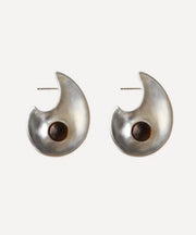 Fine Silk Copper Glass Crescent Moon Hoop Earrings