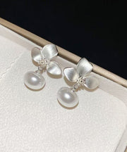 Fine Silk Copper Overgild Floral Pearl Drop Earrings