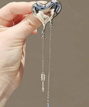 Fine Silk Metal Love Chain Tassel Brooches