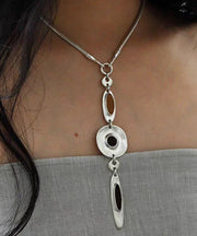 Fine Silk Stainless Steel Leather Water Droplet Pendant Necklace