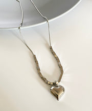 Fine Silk Stainless Steel Love Pendant Necklace