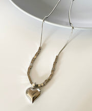 Fine Silk Stainless Steel Love Pendant Necklace