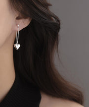 Fine Silk Stainless Steel Love Tassel Drop Earrings