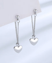 Fine Silk Stainless Steel Love Tassel Drop Earrings