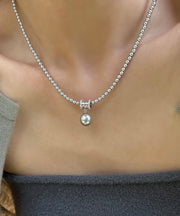 Fine Silk Stainless Steel Pearl Pendant Necklace