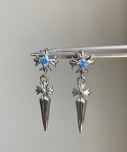 Fine Silk Sterling Silver Alloy Zircon Cross Stud Earrings