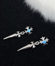 Fine Silk Sterling Silver Alloy Zircon Cross Stud Earrings