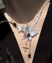 Fine Silk Sterling Silver Butterfly Gem Stone Pendant Necklace