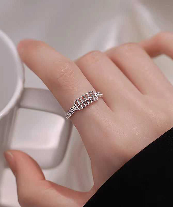 Fine Silk Sterling Silver Hollow Out Abacus Rings