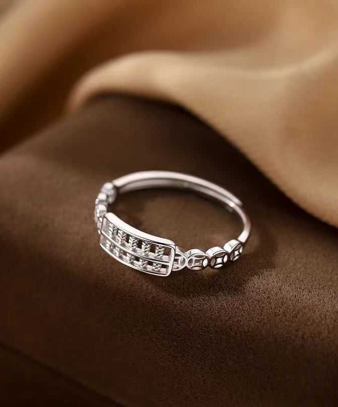 Fine Silk Sterling Silver Hollow Out Abacus Rings
