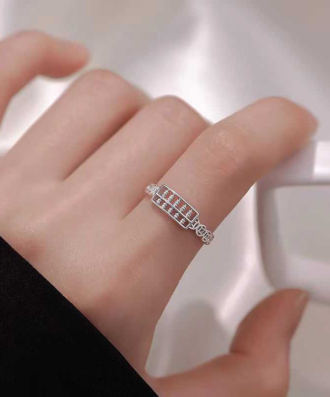 Fine Silk Sterling Silver Hollow Out Abacus Rings